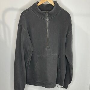 ESNTLS Oversized Gray Quarter-Zip Pullover